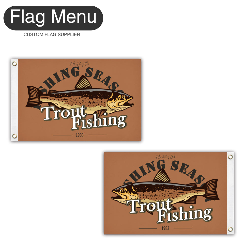 12"x18" Fishing Season Yacht Flag - Trout-Camel-Two-Grommets-Flag Menu