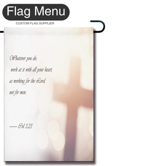 Christianity Excerpt Welcome Flag - Cross - Canvas-12"x18"-Col 3:23-Flag Menu