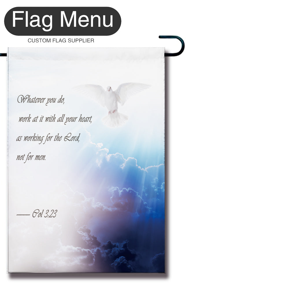 Christianity Excerpt Welcome Flag - Pigeon - Canvas-28"x40"-Col 3:23-Flag Menu