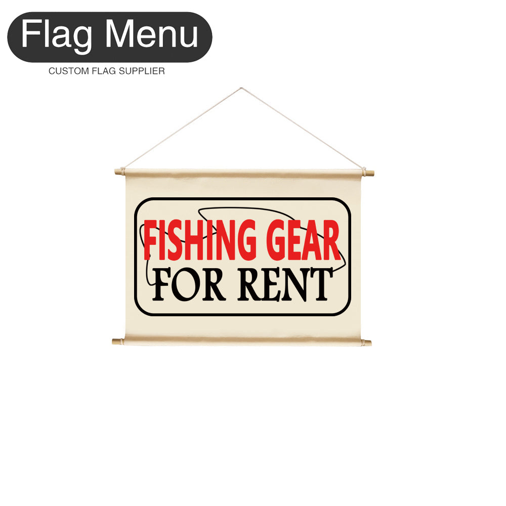 8"x12" Hanging Signs Banner-Custom Text-FISHING GEAR FOR RENT-RED-Flag Menu