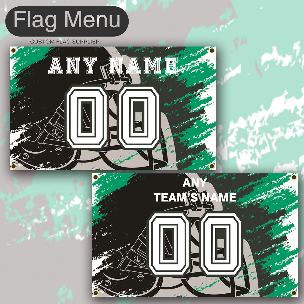 3'x5' Fan's Flag - Jersey & Helmet-Upload.txt-GREEN01-Flag Menu
