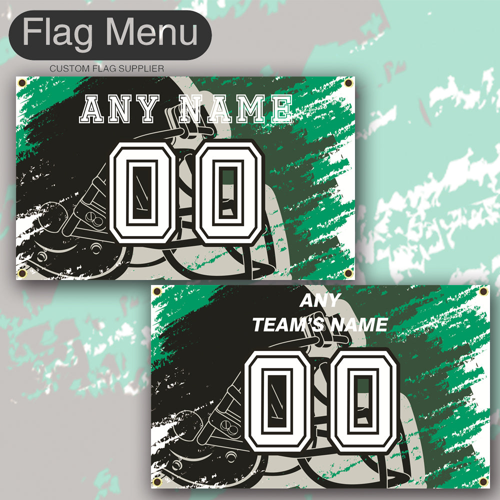 3'x5' Fan's Flag - Jersey & Helmet-Upload.txt-GREEN03-Flag Menu