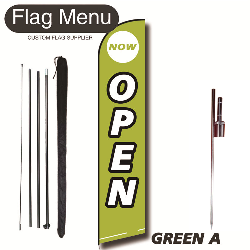 15ft Feather Flag Kit With Spike-OPEN-GREEN A-Flag Menu