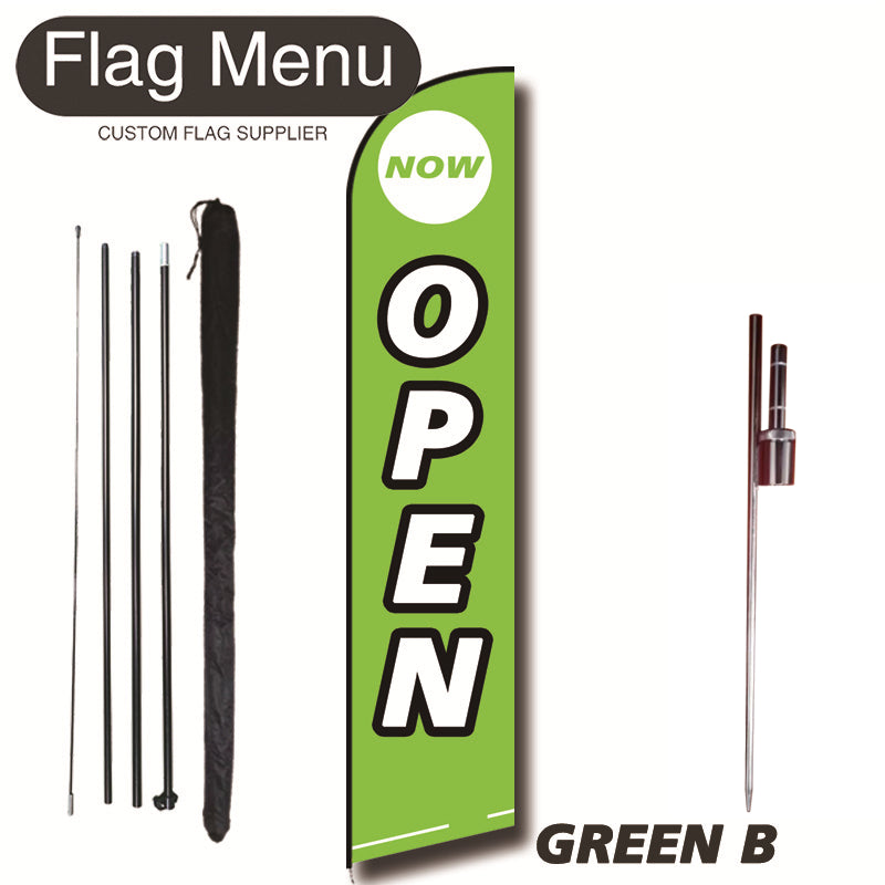 15ft Feather Flag Kit With Spike-OPEN-GREEN B-Flag Menu