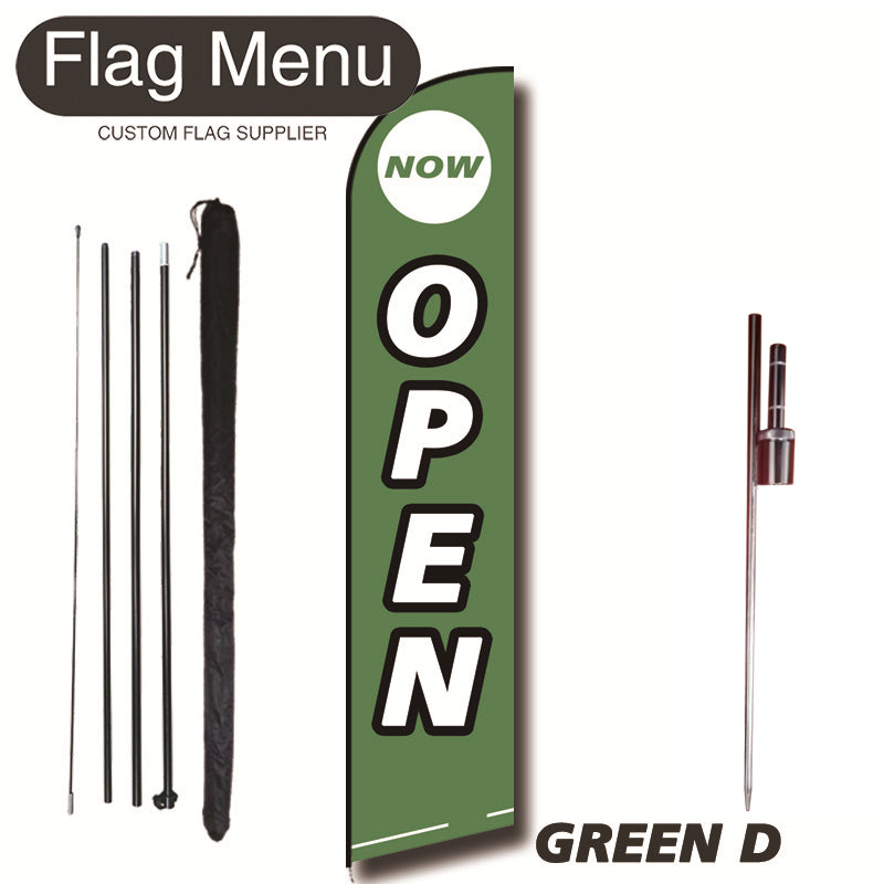 15ft Feather Flag Kit With Spike-OPEN-GREEN D-Flag Menu