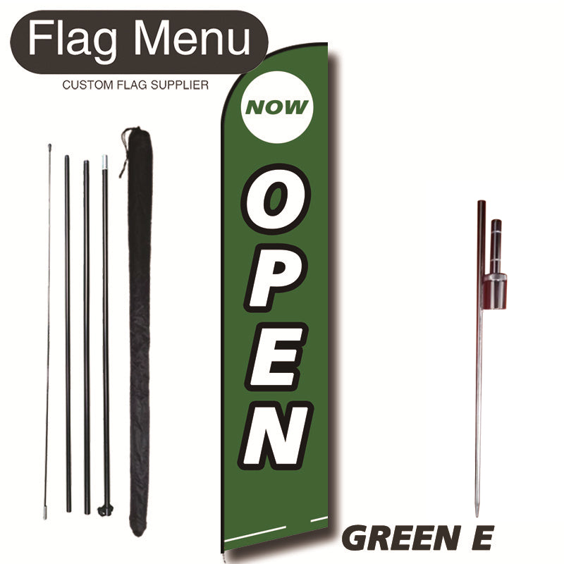 15ft Feather Flag Kit With Spike-OPEN-GREEN E-Flag Menu