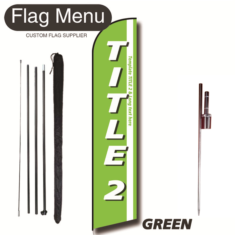 15ft Feather Flag Kit With Spike-TITLE 2-GREEN-Flag Menu