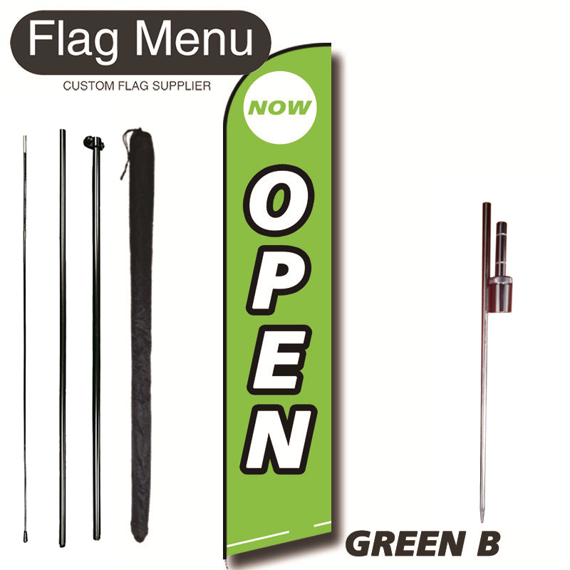 11.3ft Feather Flag Kit With Spike-OPEN-GREEN B-Flag Menu