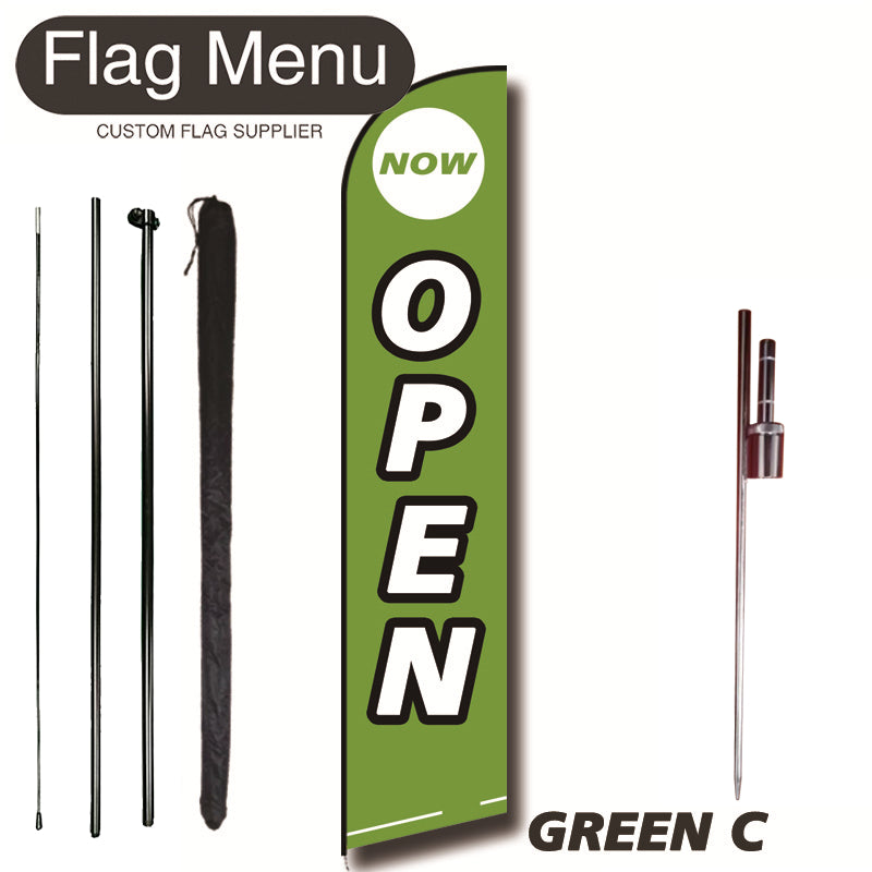 11.3ft Feather Flag Kit With Spike-OPEN-GREEN C-Flag Menu