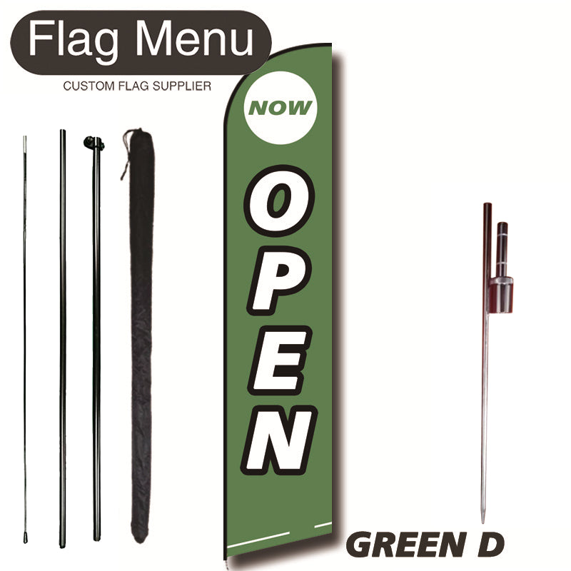 11.3ft Feather Flag Kit With Spike-OPEN-GREEN D-Flag Menu