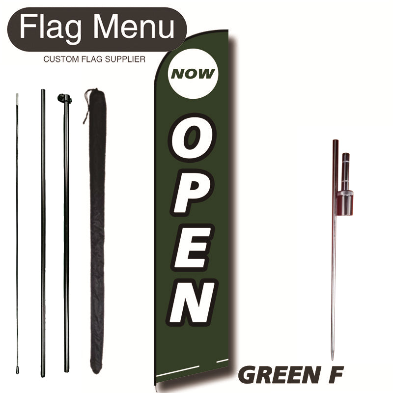 11.3ft Feather Flag Kit With Spike-OPEN-GREEN F-Flag Menu