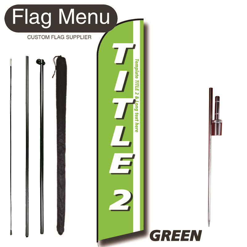 11.3ft Feather Flag Kit With Spike-TITLE 2-GREEN-Flag Menu