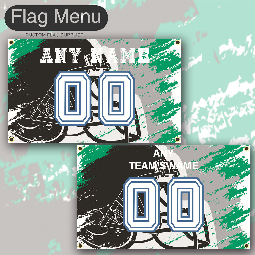 3'x5' Fan's Flag - Jersey & Helmet-Upload.txt-GREY02-Flag Menu