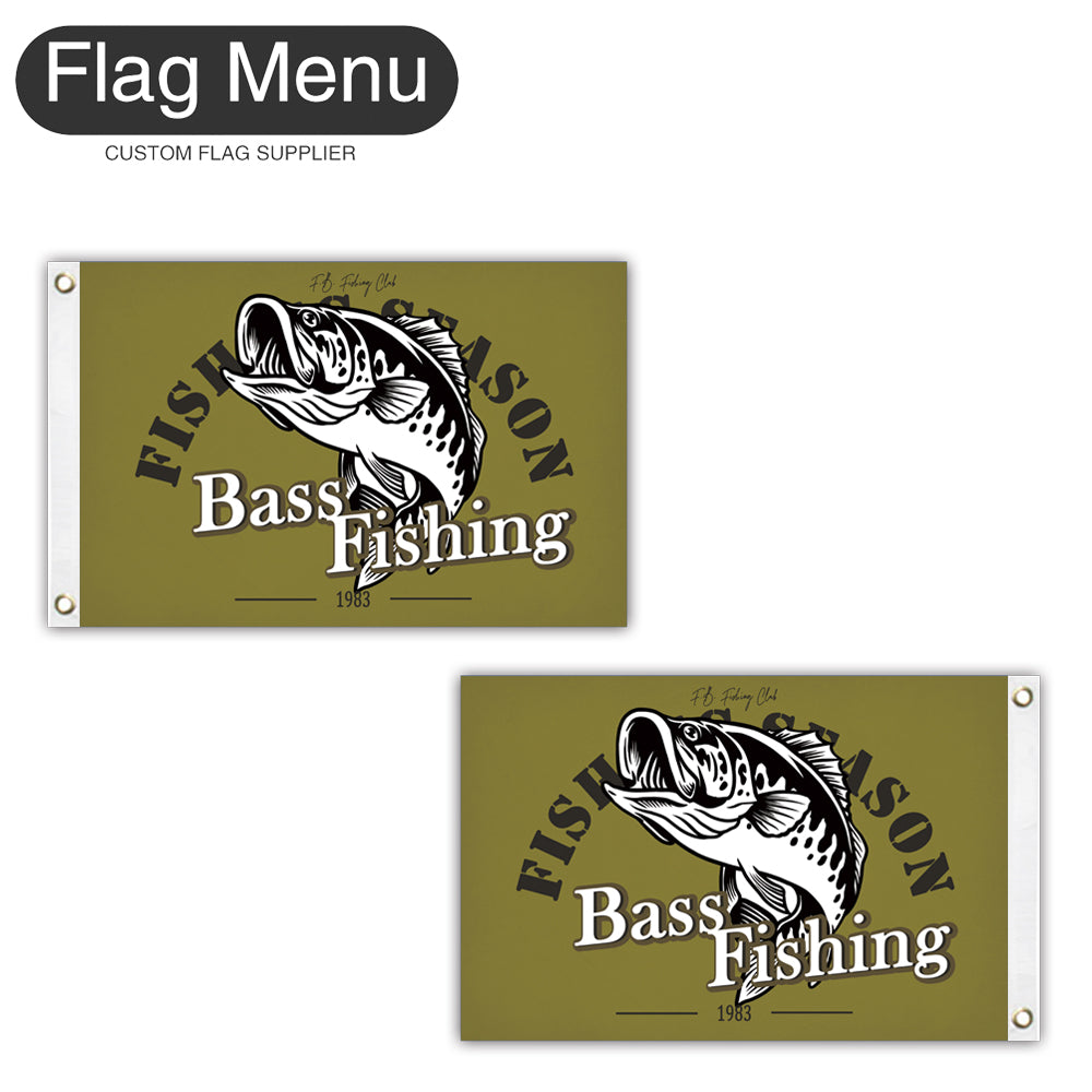 12"x18" Fishing Season Yacht Flag - Bass Fishing B-Green A-Two-Grommets-Flag Menu