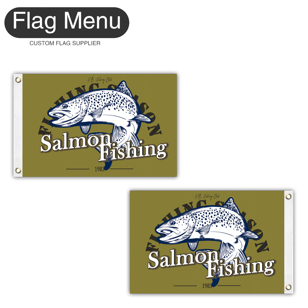 12"x18" Fishing Season Yacht Flag - Salmon-Green A-Two-Grommets-Flag Menu