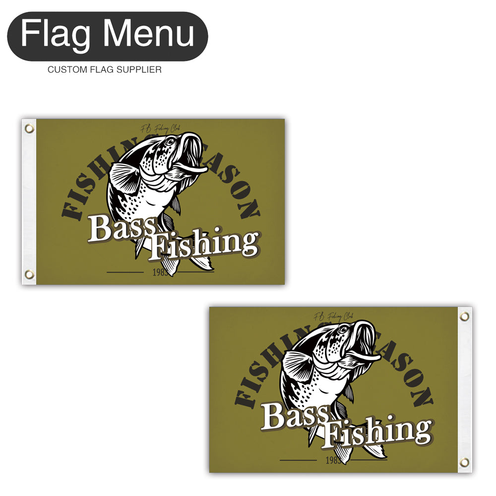 12"x18" Fishing Season Yacht Flag - Bass Fishing E-Green A-Two-Grommets-Flag Menu