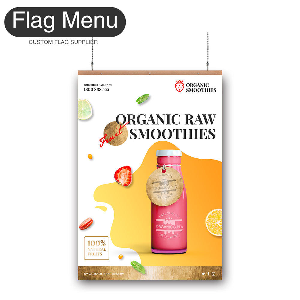 24"x36" Smoothies Hanging Banner - Double Sided-Regular-Flag Menu