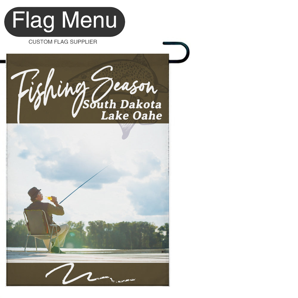 Welcome Flag - Canvas - Fishing Season - Salmon A-Brown A-28"x40"-Flag Menu