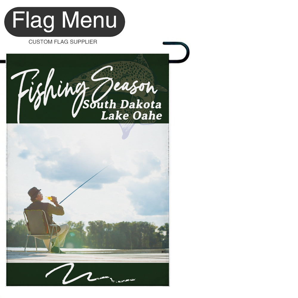 Welcome Flag - Canvas - Fishing Season - Salmon A-Dark Green-28"x40"-Flag Menu