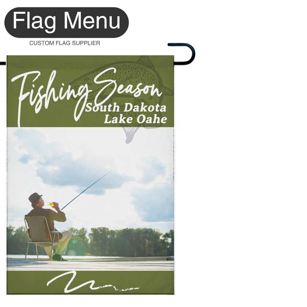 Welcome Flag - Canvas - Fishing Season - Salmon A-Green A-28"x40"-Flag Menu