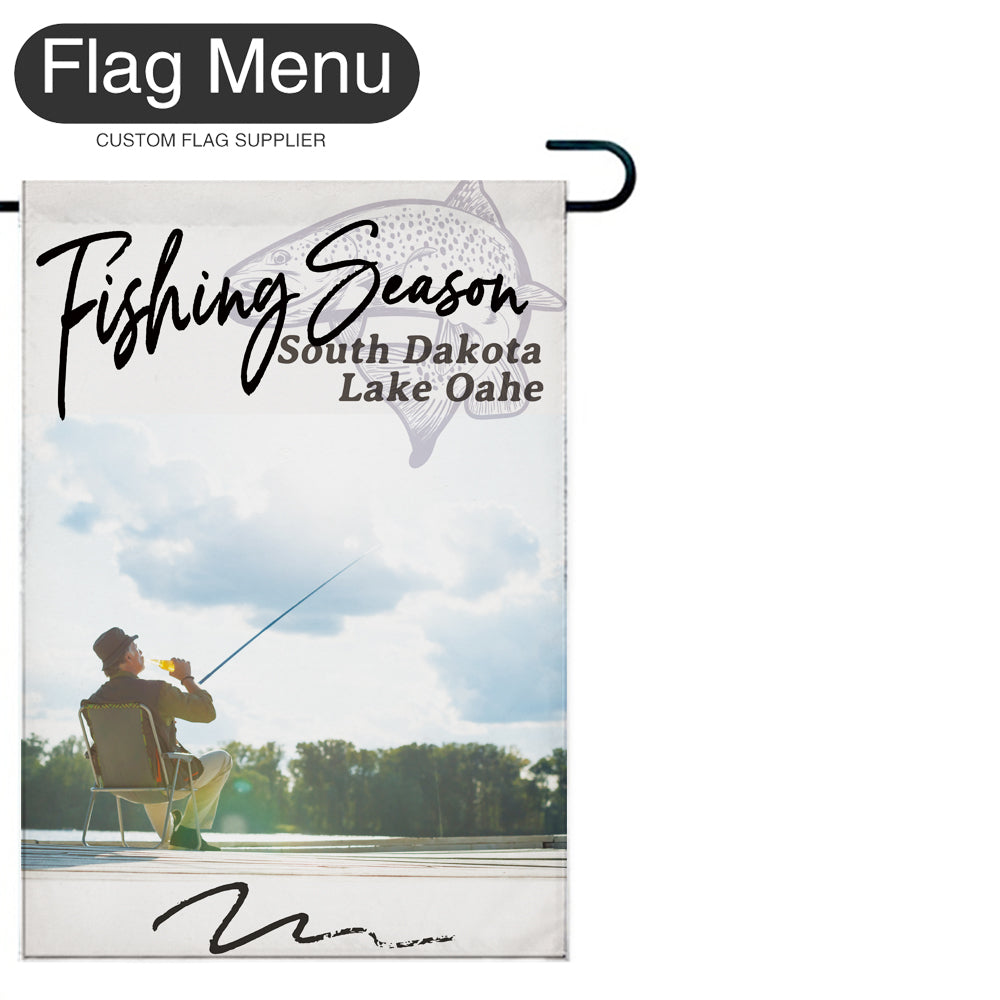 Welcome Flag - Canvas - Fishing Season - Salmon A-White-28"x40"-Flag Menu