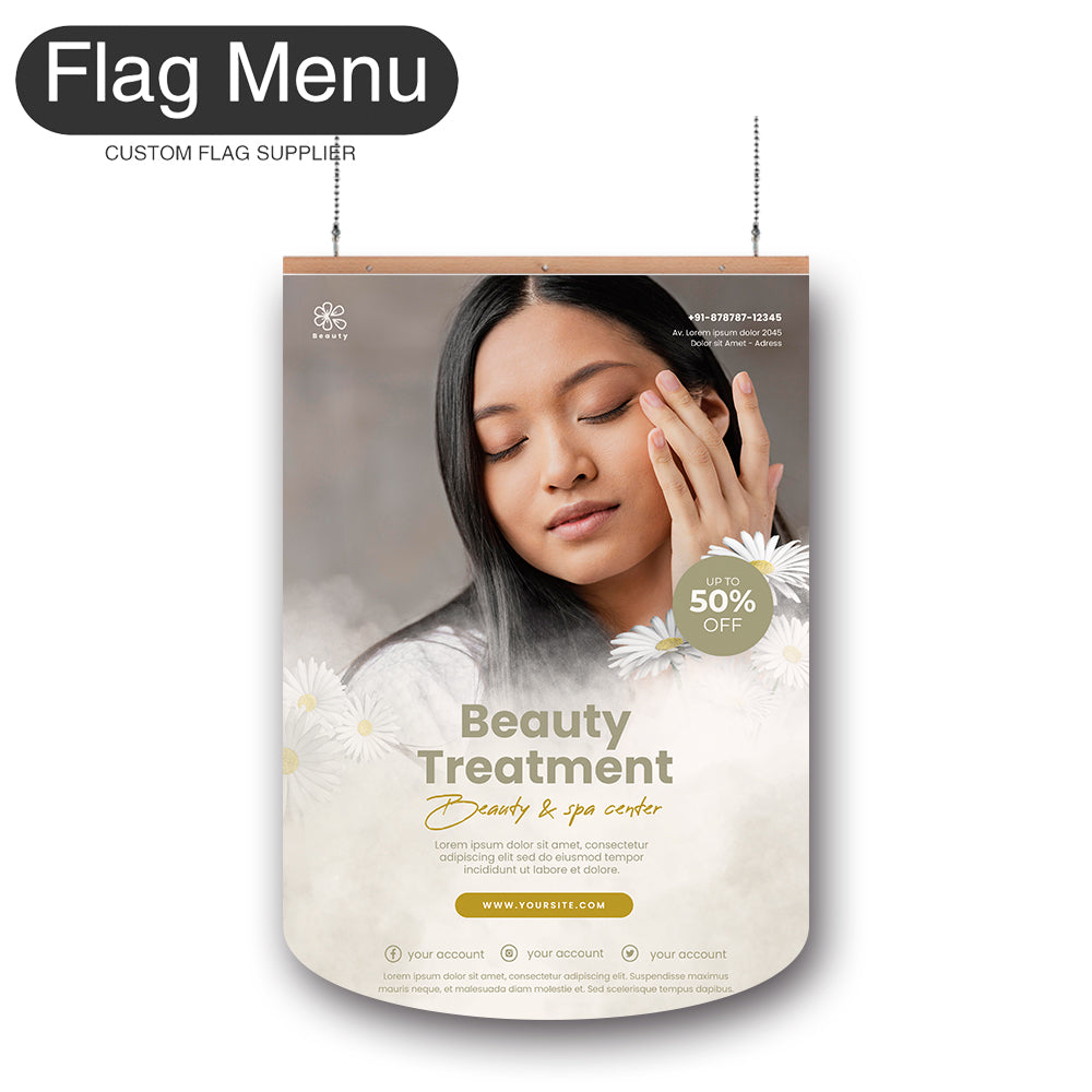 Makeup Hanging Banner - Double Sided-Round-Flag Menu