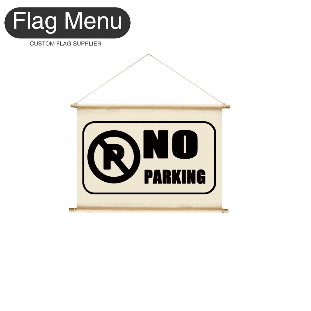 8"x12" Hanging Signs Banner-Custom Text-NO PARKING-BLACK-Flag Menu