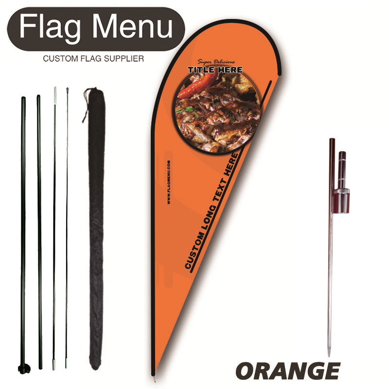 15ft Teardrop Flag Kit With Spike- 300D Oxford(TOUGH)-ORANGE-Flag Menu