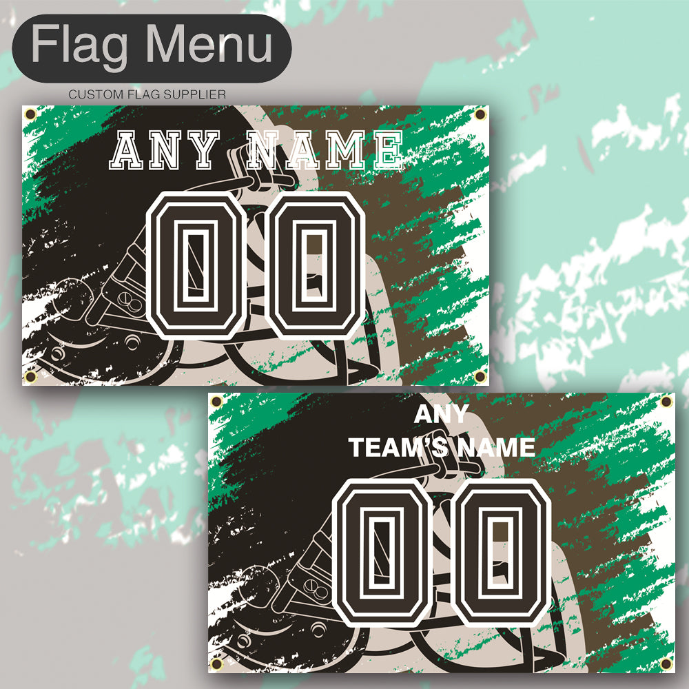 3'x5' Fan's Flag - Jersey & Helmet-Upload.txt-OLIVE-Flag Menu
