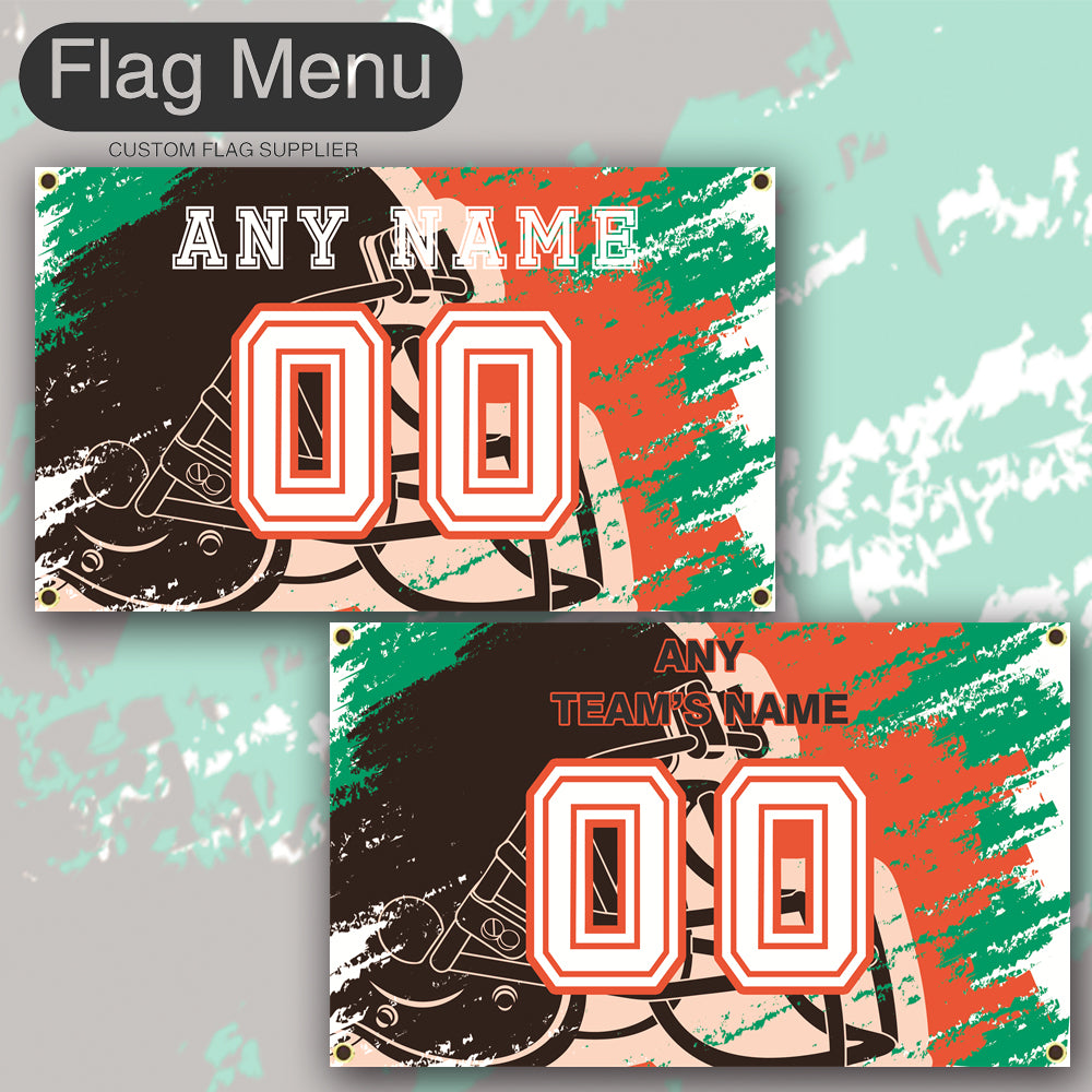 3'x5' Fan's Flag - Jersey & Helmet-Upload.txt-ORANGE02-Flag Menu