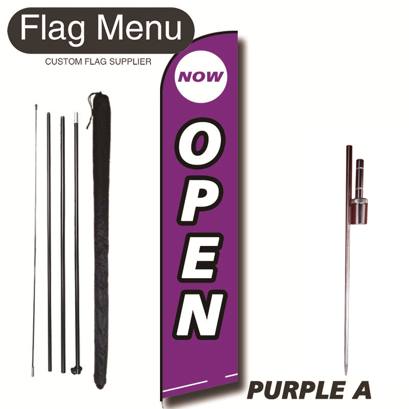 15ft Feather Flag Kit With Spike-OPEN-PURPLE A-Flag Menu