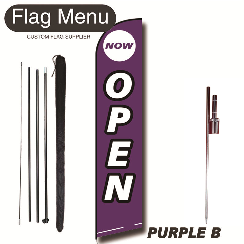 15ft Feather Flag Kit With Spike-OPEN-PURPLE B-Flag Menu