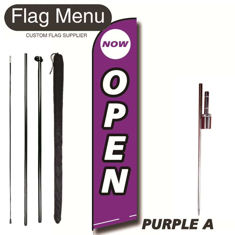 11.3ft Feather Flag Kit With Spike-OPEN-PURPLE A-Flag Menu