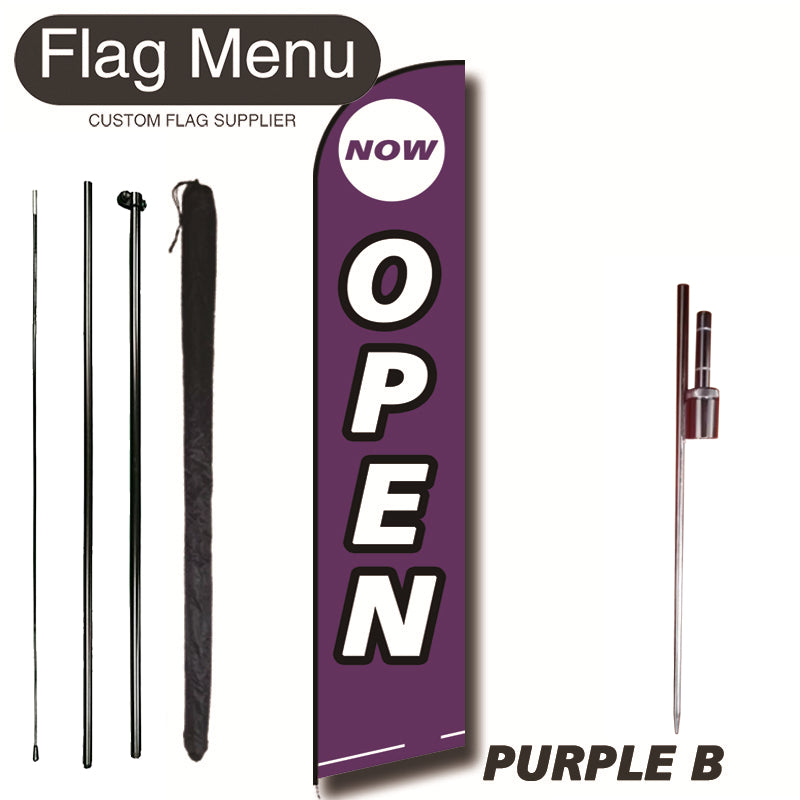 11.3ft Feather Flag Kit With Spike-OPEN-PURPLE B-Flag Menu