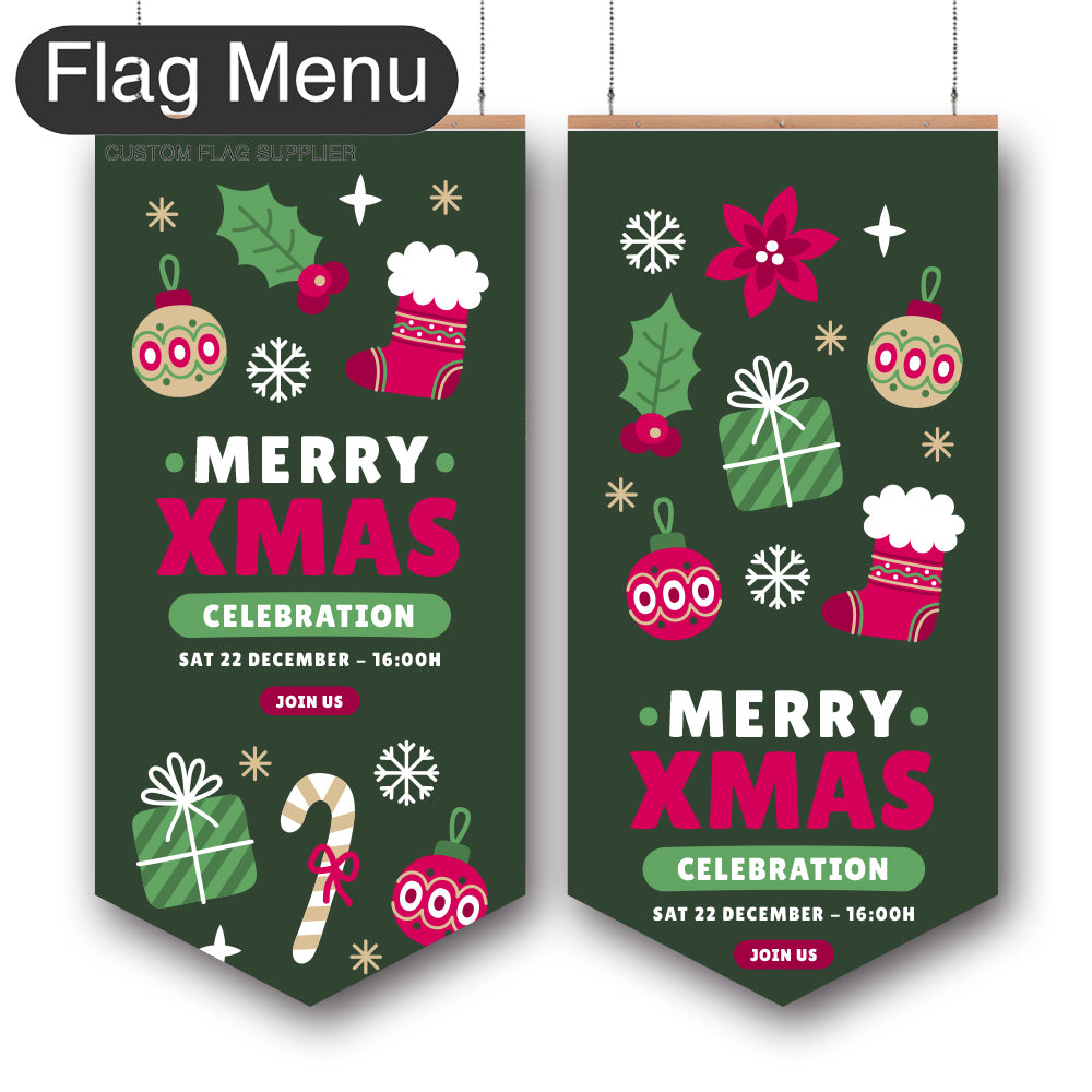 24"x54" Christmas Vinyl Hanging Banner - Doule Sided-Pennant-Christmas Decoration