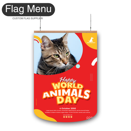 Pet Vinyl Hanging Banner - Double Sided-Round-Flag Menu