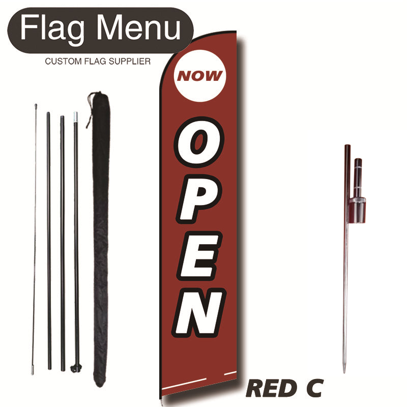 15ft Feather Flag Kit With Spike-OPEN-RED C-Flag Menu
