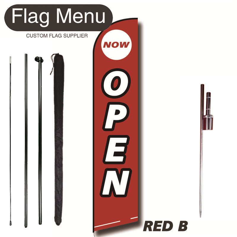 11.3ft Feather Flag Kit With Spike-OPEN-RED B-Flag Menu