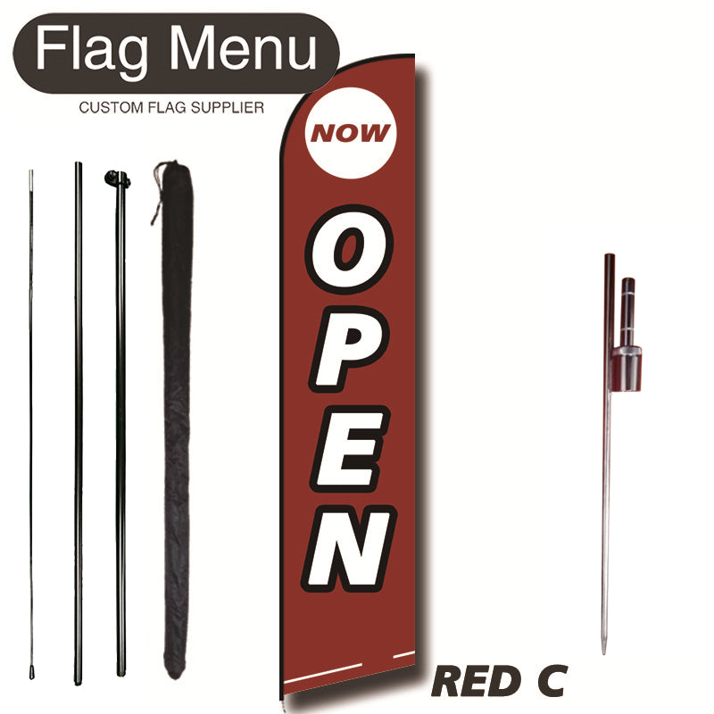 11.3ft Feather Flag Kit With Spike-OPEN-RED C-Flag Menu