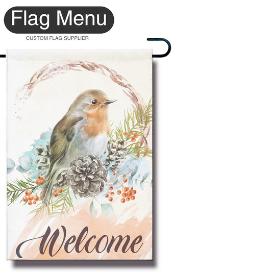 Robin Welcome Flag - Canvas-28"x40"-Flag Menu
