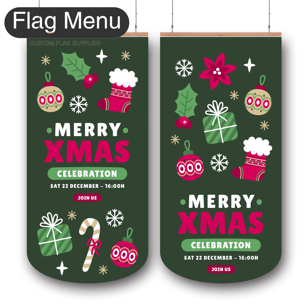 24"x54" Christmas Vinyl Hanging Banner - Doule Sided-Round-Christmas Decoration