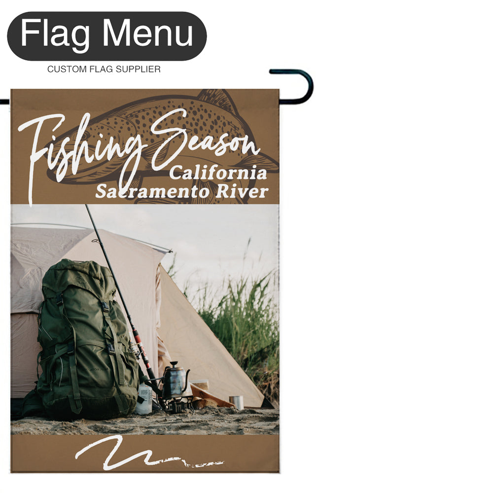 Welcome Flag - Canvas - Fishing Season - Salmon B-Brown B-28"x40"-Flag Menu