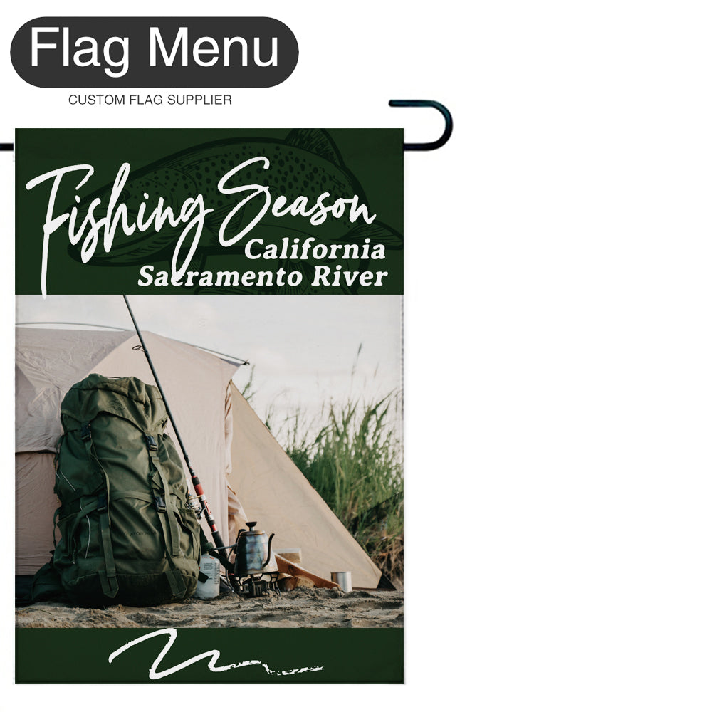 Welcome Flag - Canvas - Fishing Season - Salmon B-Dark Green-28"x40"-Flag Menu