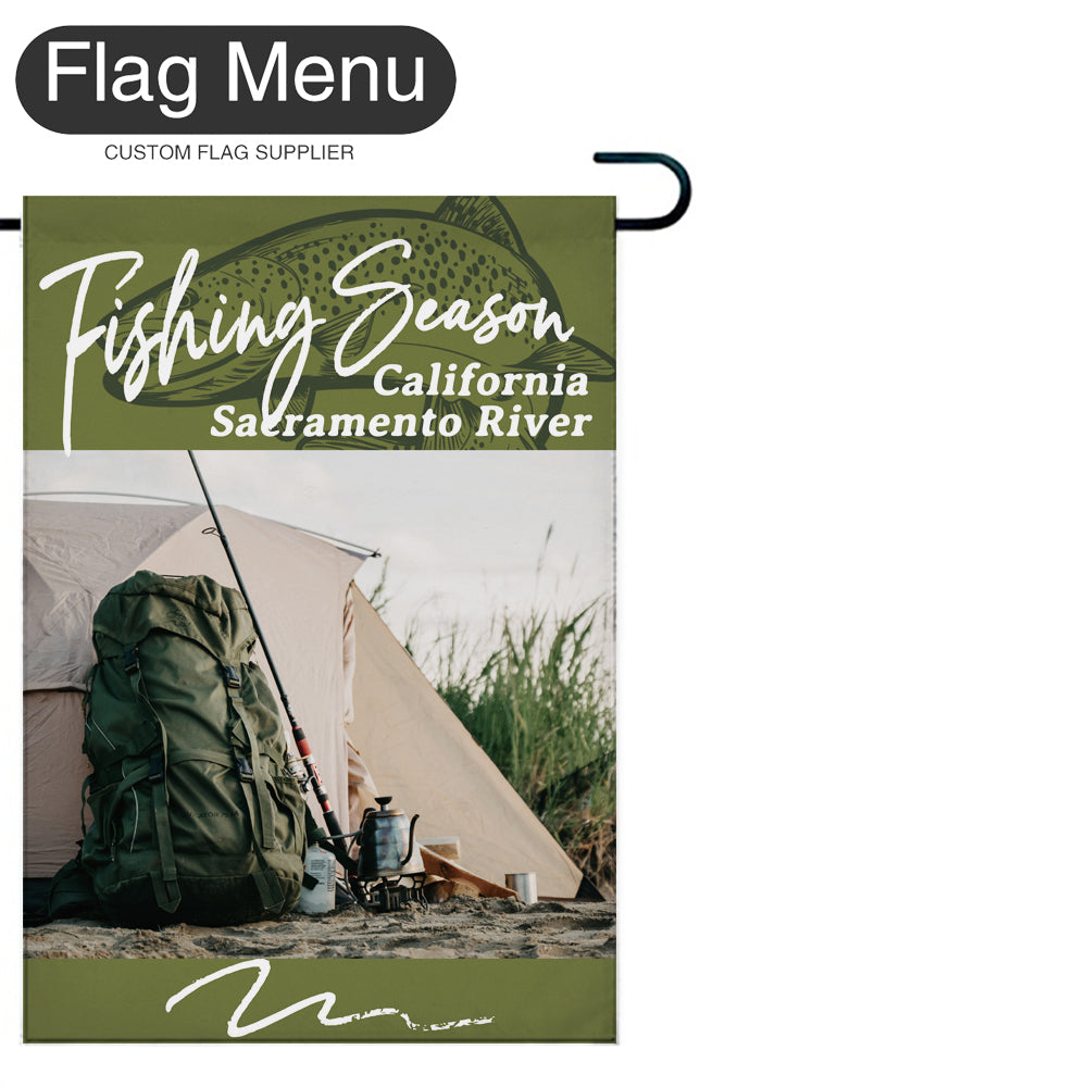 Welcome Flag - Canvas - Fishing Season - Salmon B-Green A-28"x40"-Flag Menu