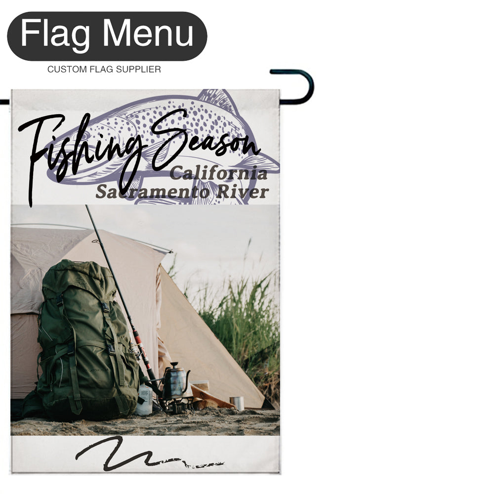 Welcome Flag - Canvas - Fishing Season - Salmon B-White-28"x40"-Flag Menu