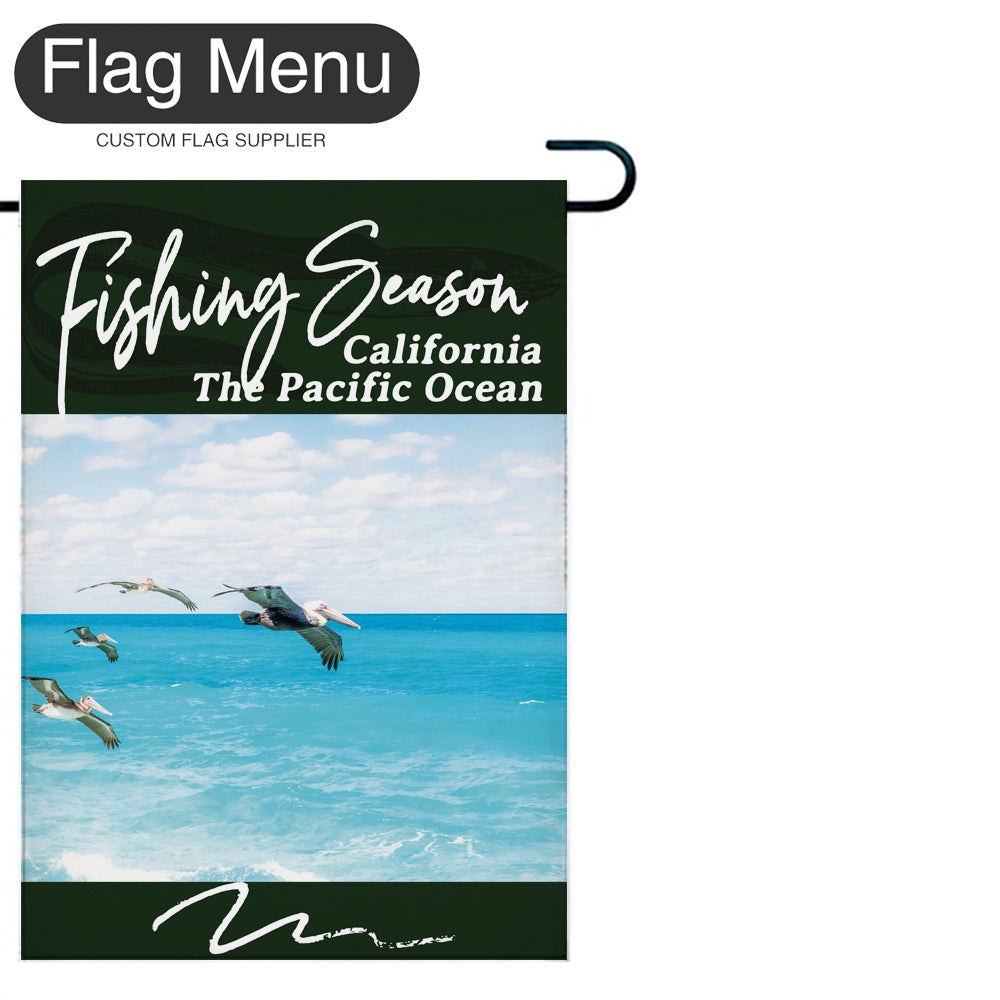 Welcome Flag - Canvas - Fishing Season - Sea Eel-Dark Green-28"x40"-Flag Menu
