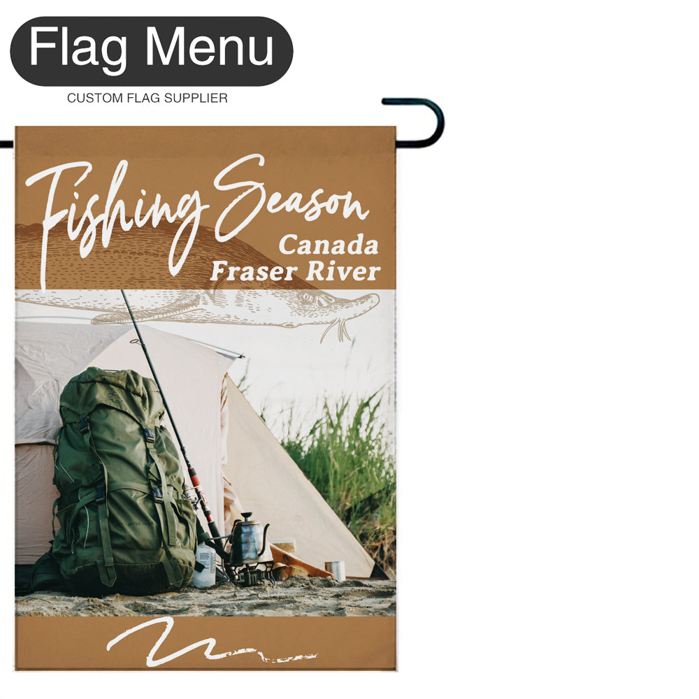 Welcome Flag - Canvas - Fishing Season - Sturgeon-Camel-28"x40"-Flag Menu