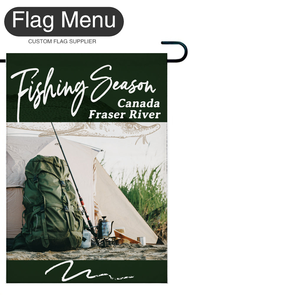 Welcome Flag - Canvas - Fishing Season - Sturgeon-Dark Green-28"x40"-Flag Menu