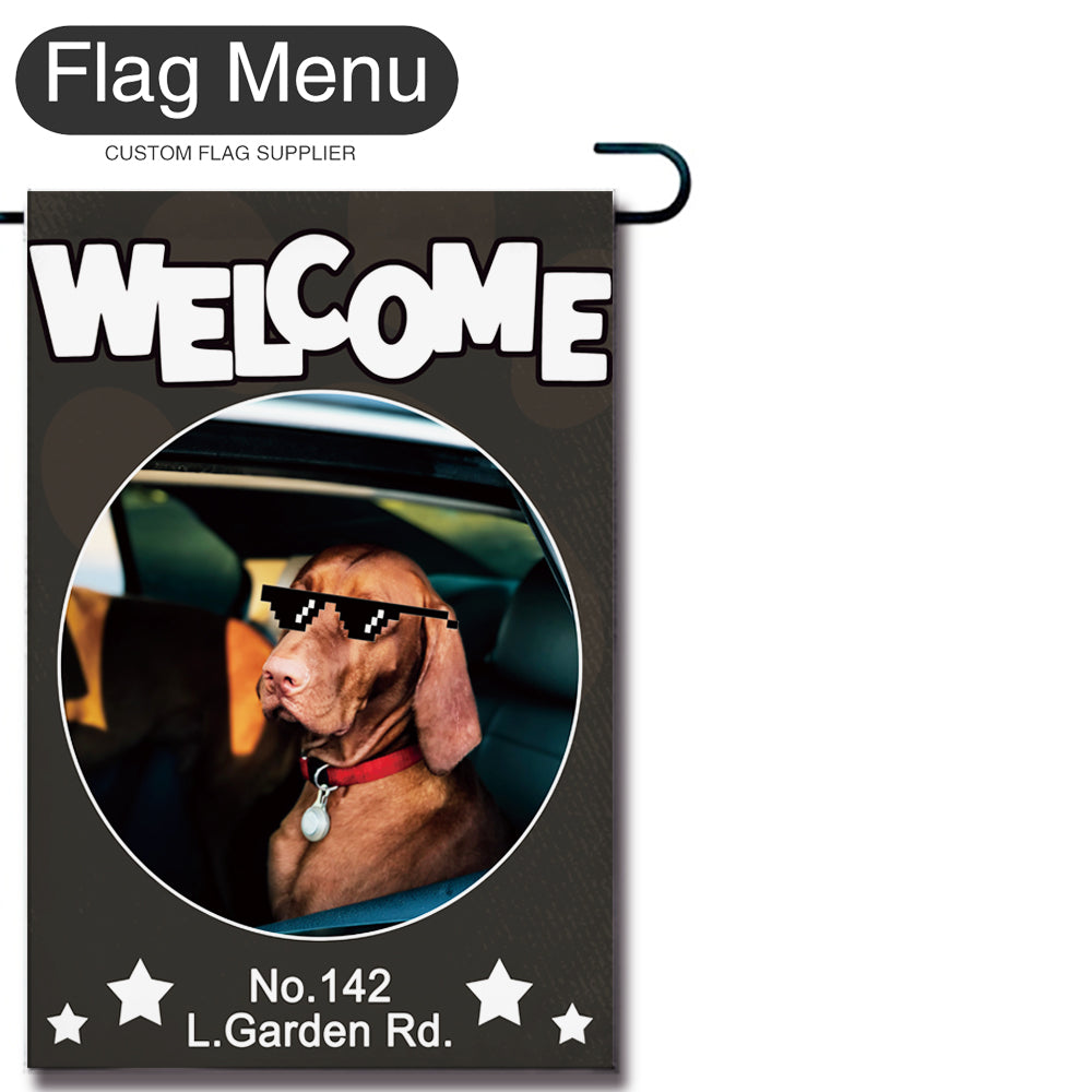 Pet Frame Welcome Flag - B - Canvas-12"x18"-Flag Menu