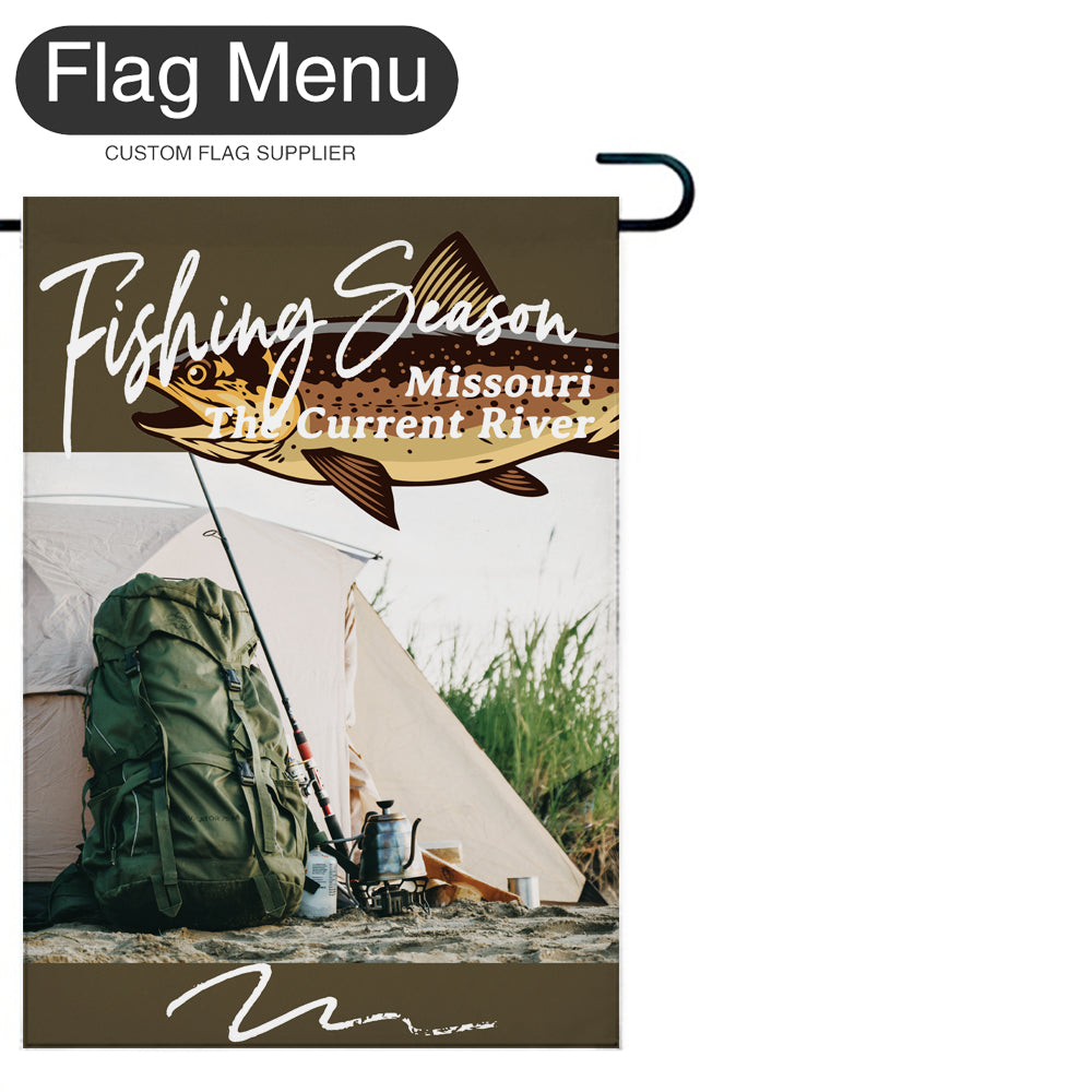 Welcome Flag - Canvas - Fishing Season - Trout-Brown A-28"x40"-Flag Menu
